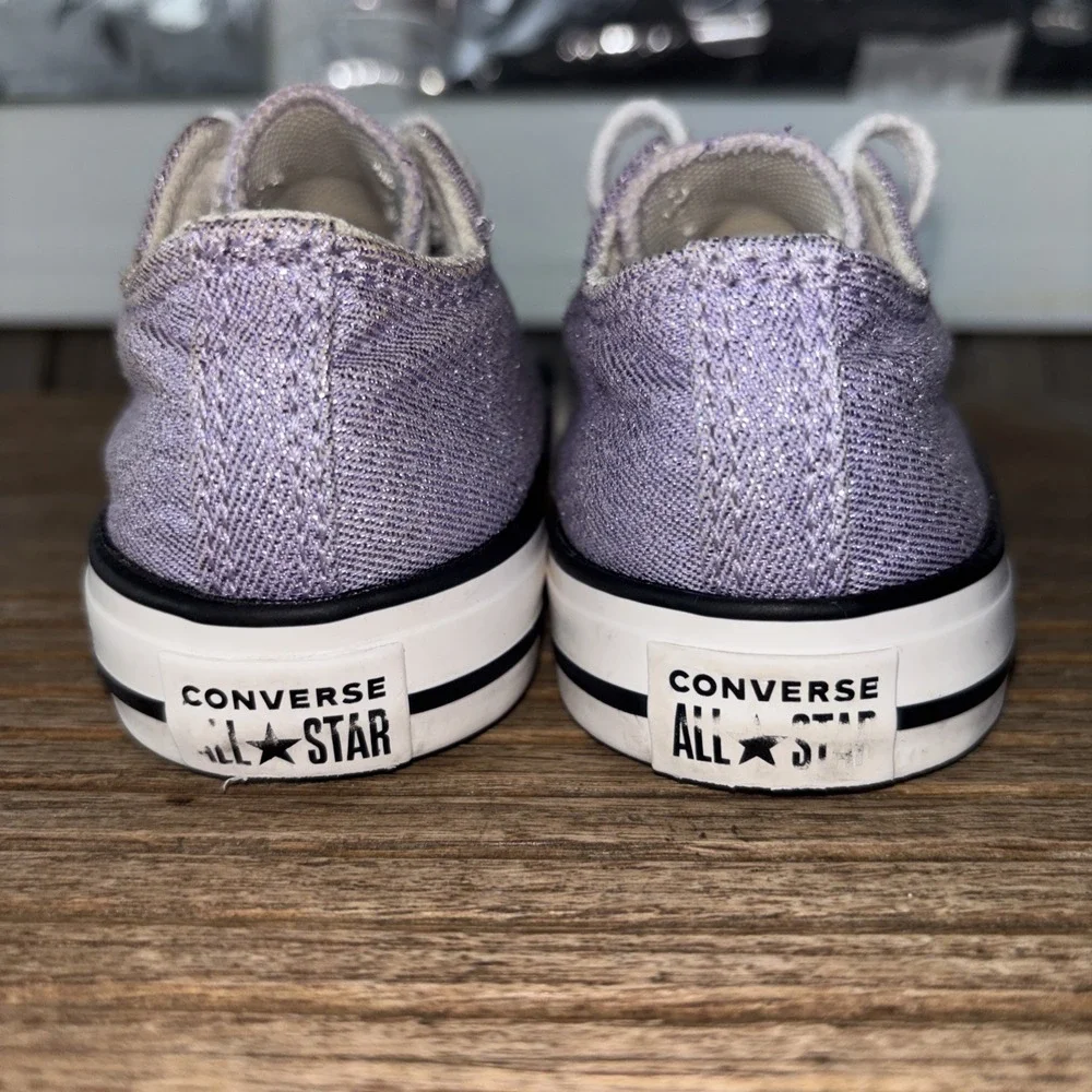 CONVERSE Chuck Taylor All Star Coated Glitter Violet Sneakers Kids Girls 8